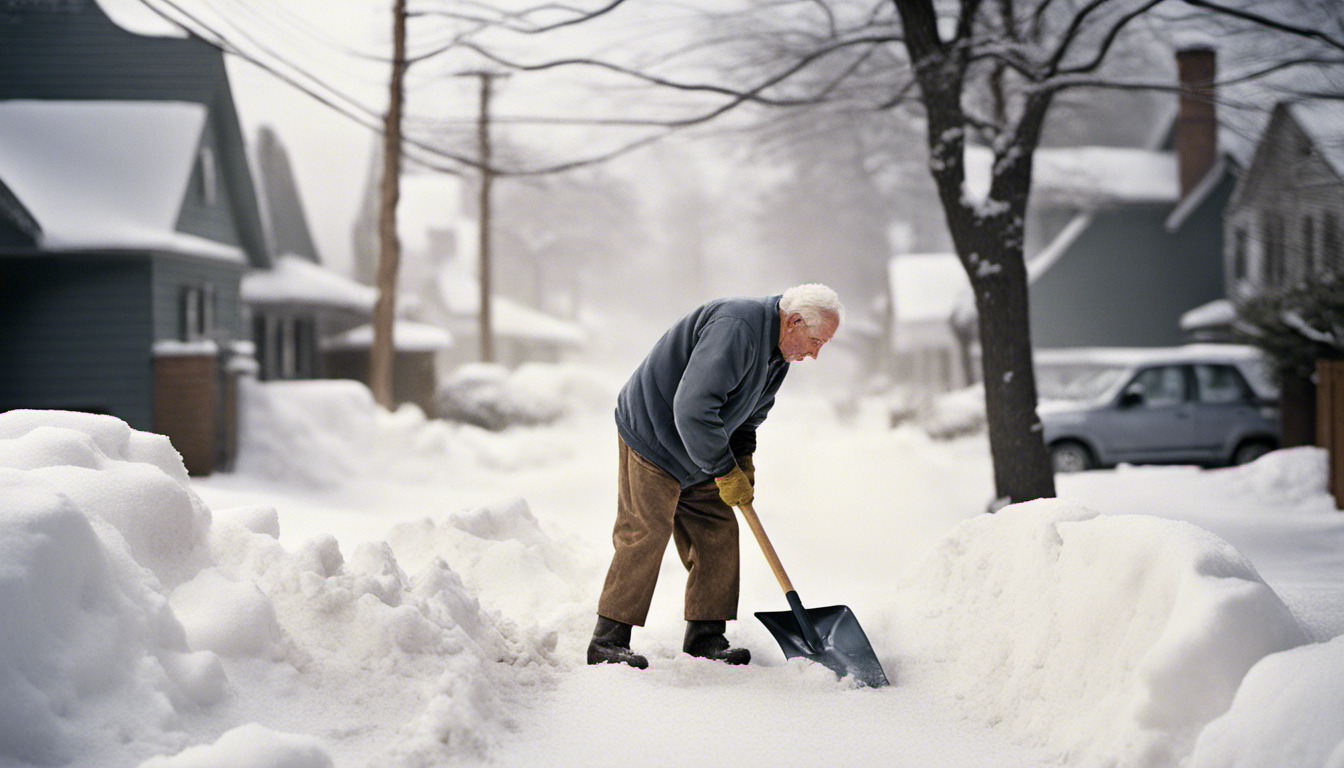 Old man whith snow shovel