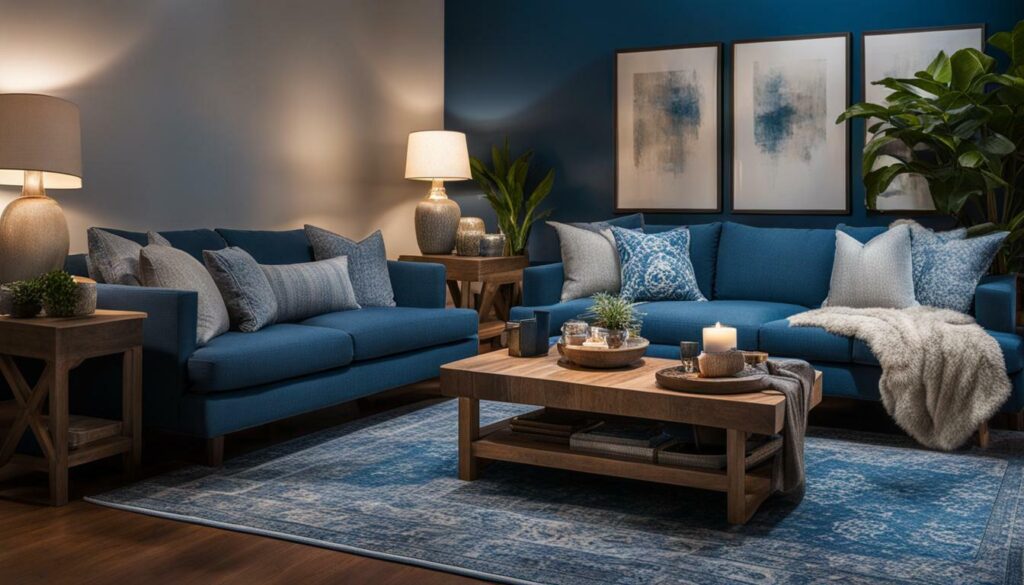 Blue mood lighting enhances interior design