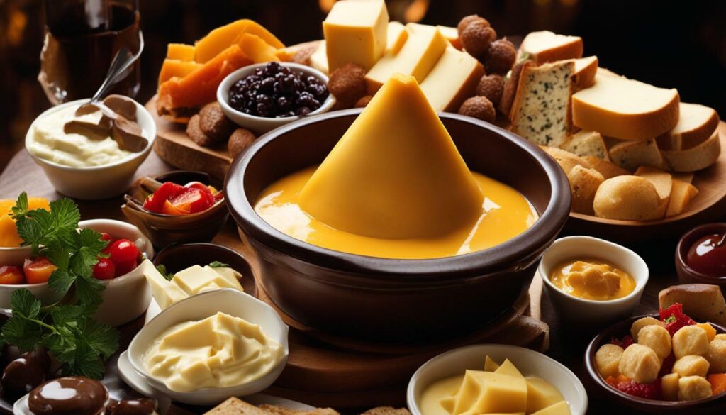 Cheese and chocolate fondue