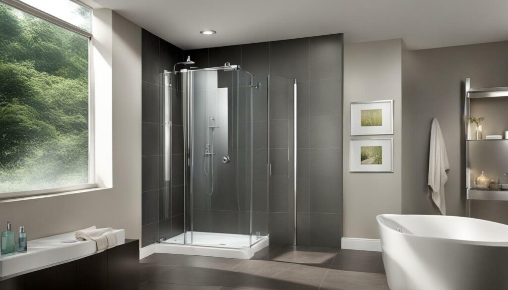 Compact shower in a small bathroom