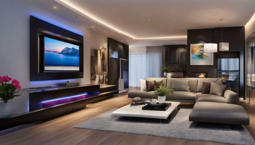 LED mood lighting in a modern living room