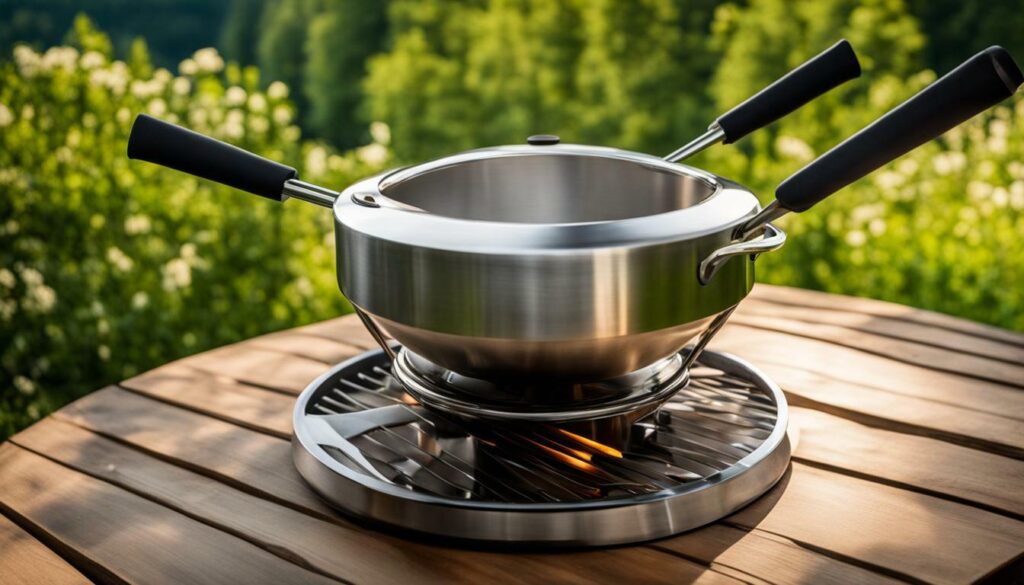 Portable outdoor fondue pot