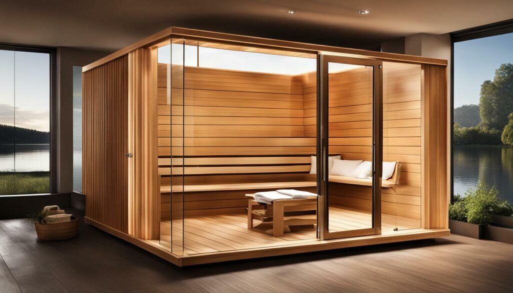 Portable sauna in a home setting