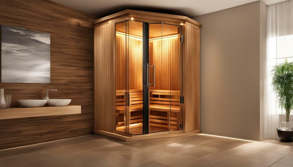 corner indoor sauna