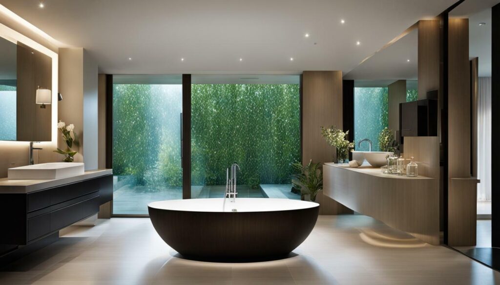 detachable bathtub in modern bathroom