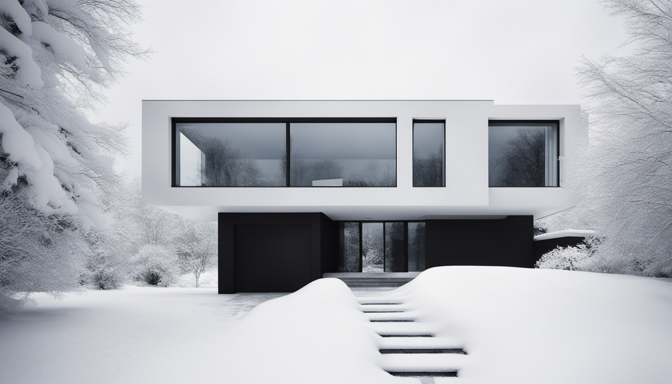 Modern House Winter Landscape