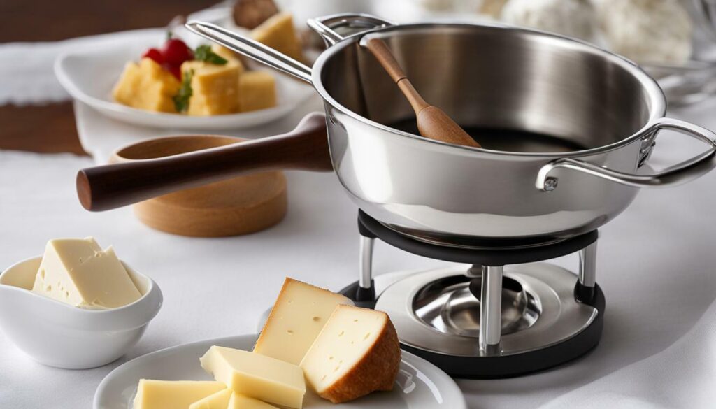 fondue pot and utensils