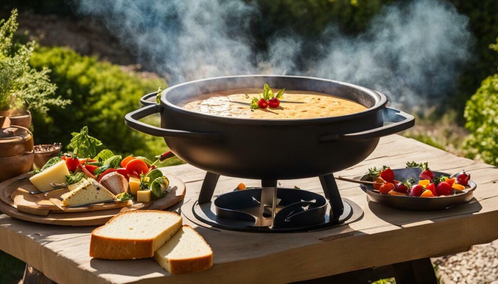 outdoor fondue pot with burner