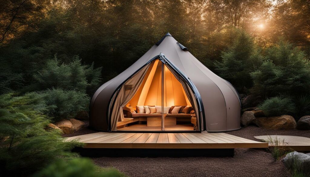 sauna tent in backyard