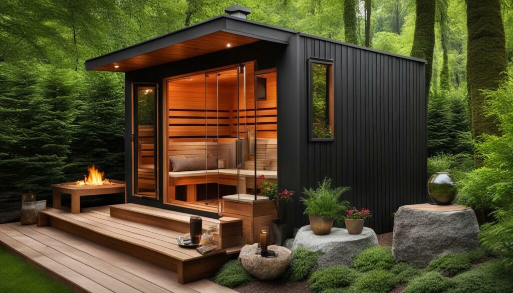 wooden outdoor sauna