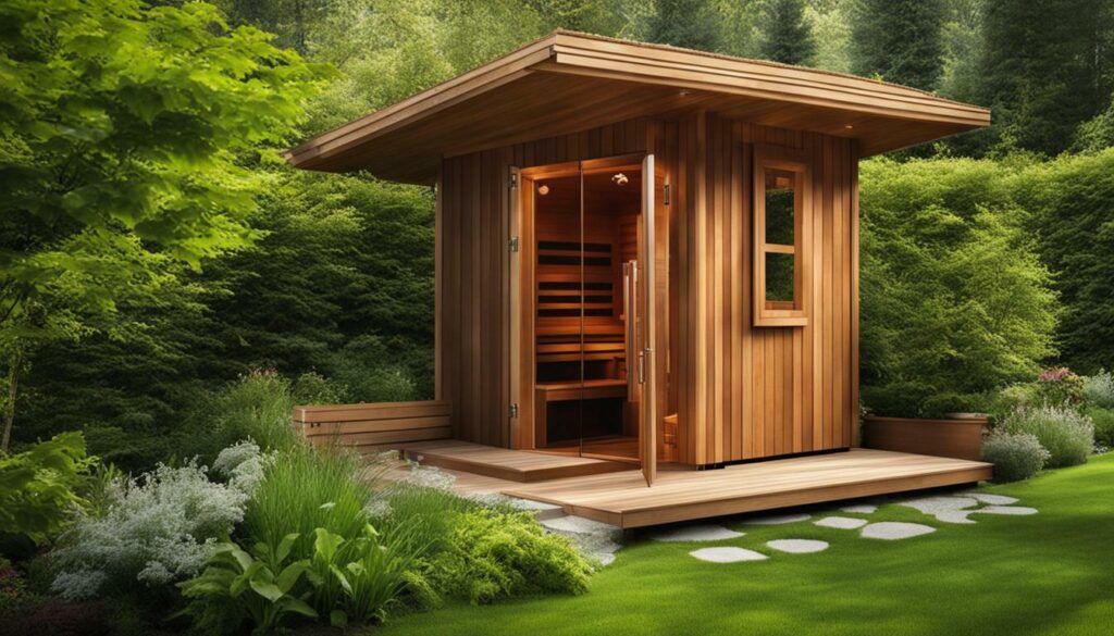 wooden outdoor sauna
