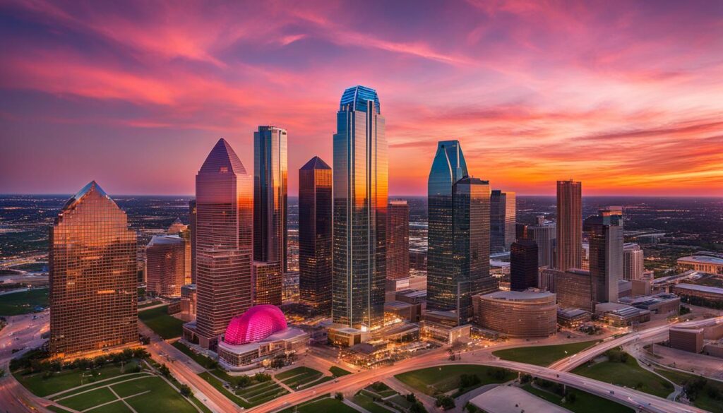 360-degree view of Dallas skyline