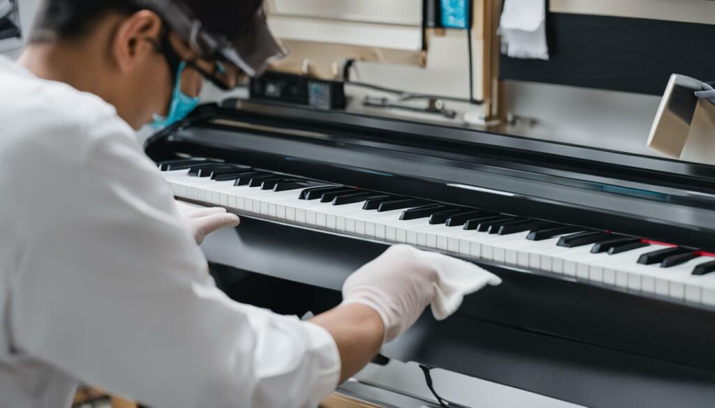 Cleaning the keys of a digital piano