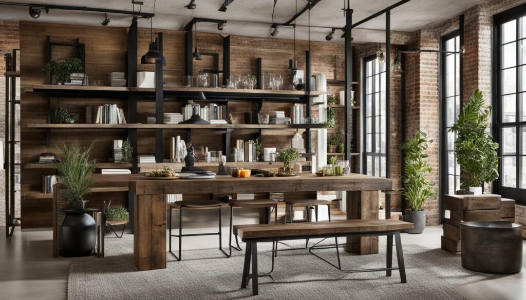 Industrial loft with built-in shelving