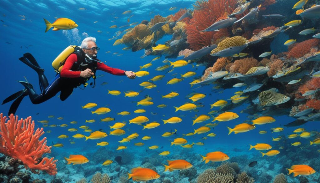 Jacques Cousteau underwater