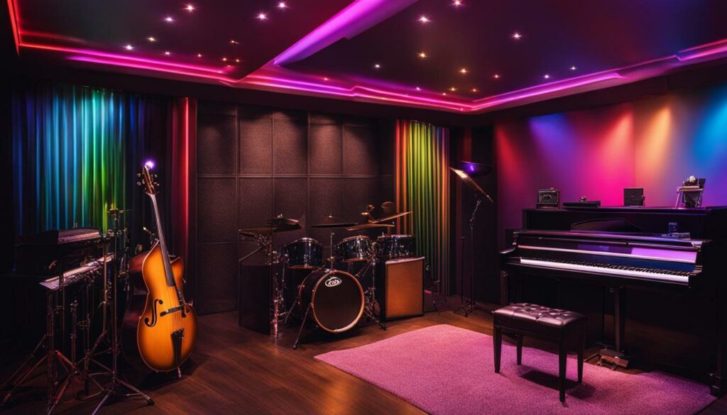 Music-inspired lighting for a music room