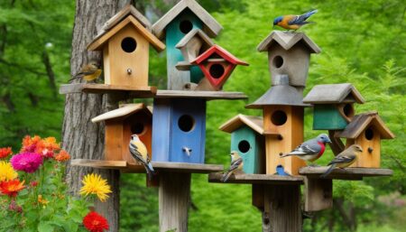 Natural wood bird houses