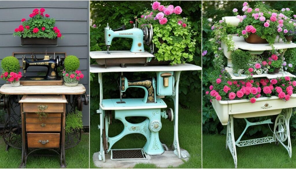Repurposed sewing machine garden ideas