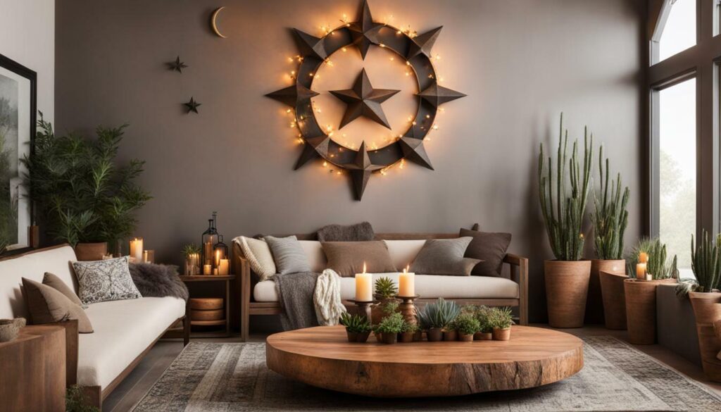 Rustic star and moon wall decor