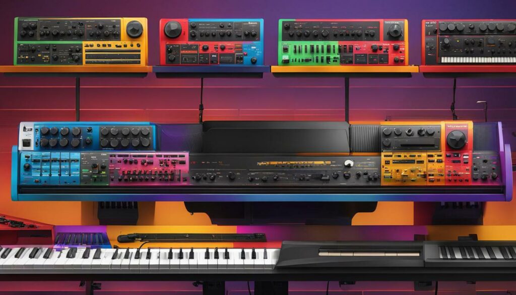 Variety of Keyboards and Synthesizers