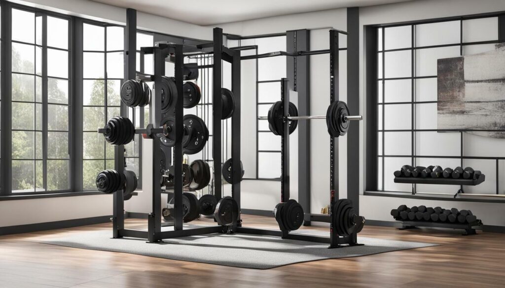 Vertical weight rack for gym equipment