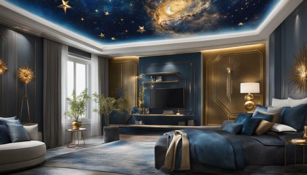 balancing celestial wall art with room colors