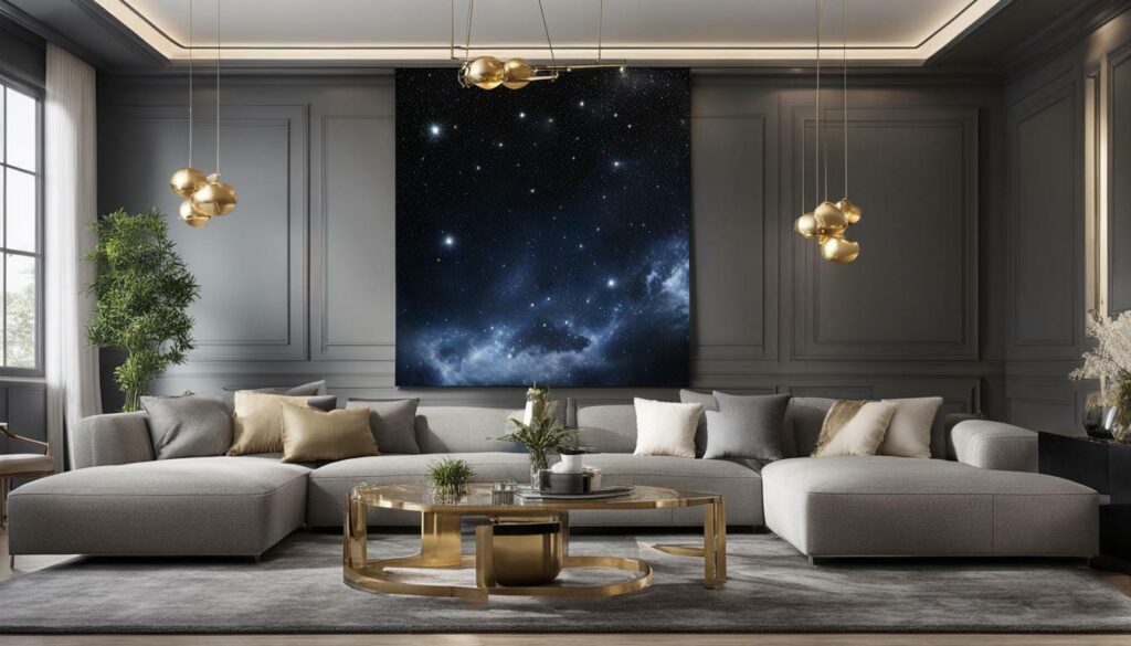 celestial artwork in a living room