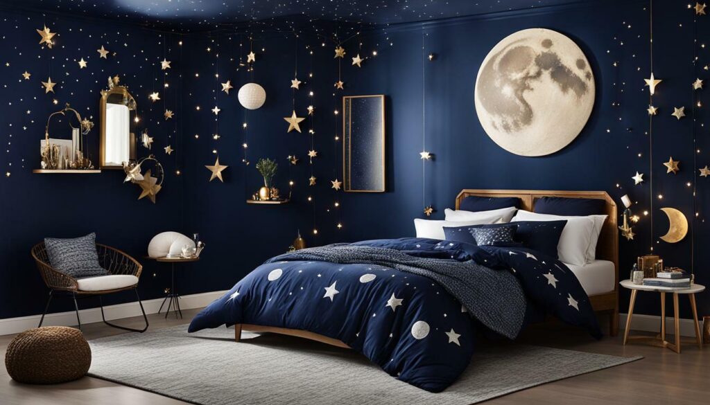 celestial-themed bedroom decor