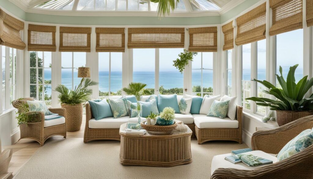 conservatory with coastal decor