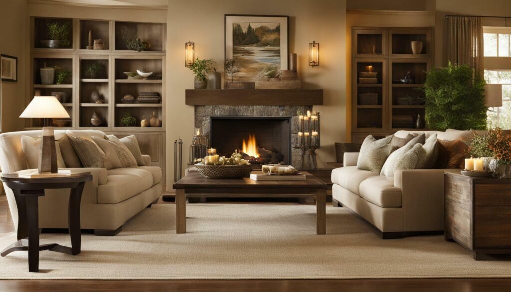 cozy living room with soft lighting