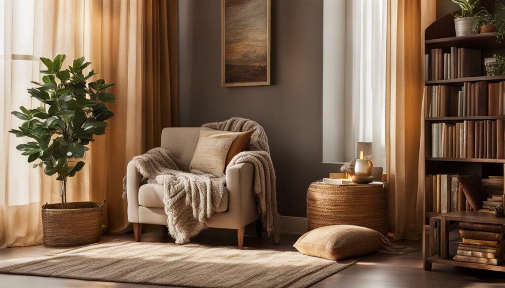 cozy reading corner with layered texture