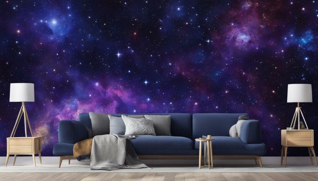 galaxy wall mural with stars and constellations