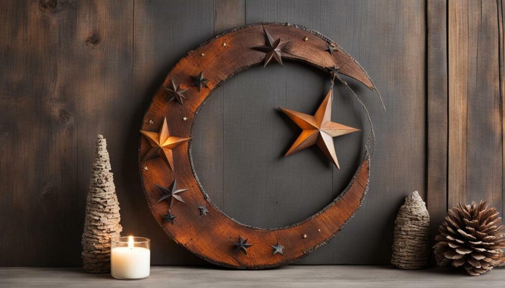 handmade rustic star and moon art