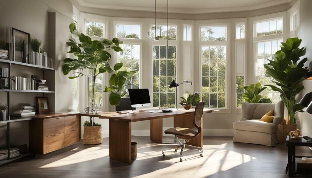 home office with natural light