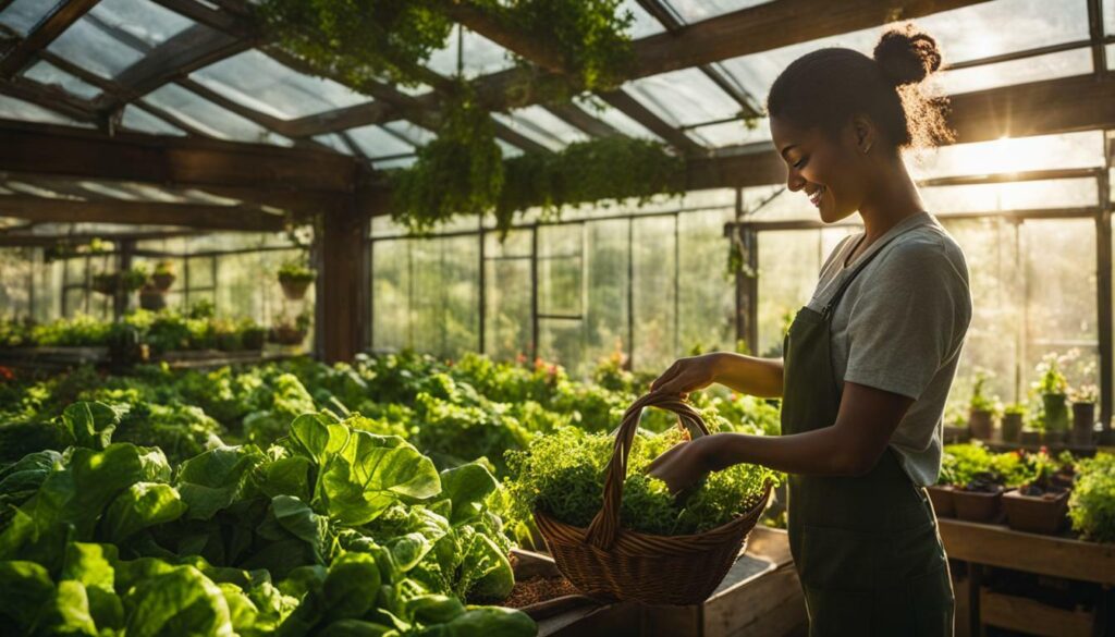 indoor greenhouse harvesting