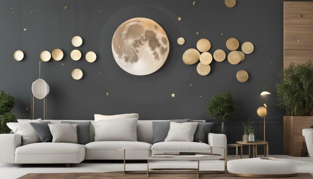 moon phases in a wall art arrangement