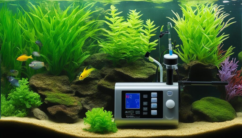 pH monitoring devices in an aquarium