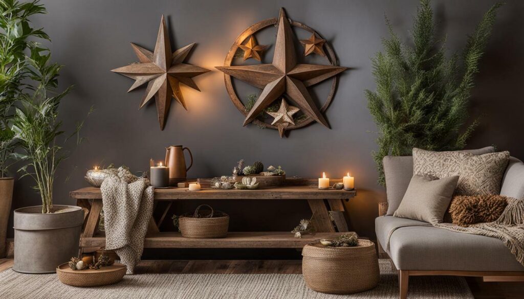 rustic star and moon wall hanging