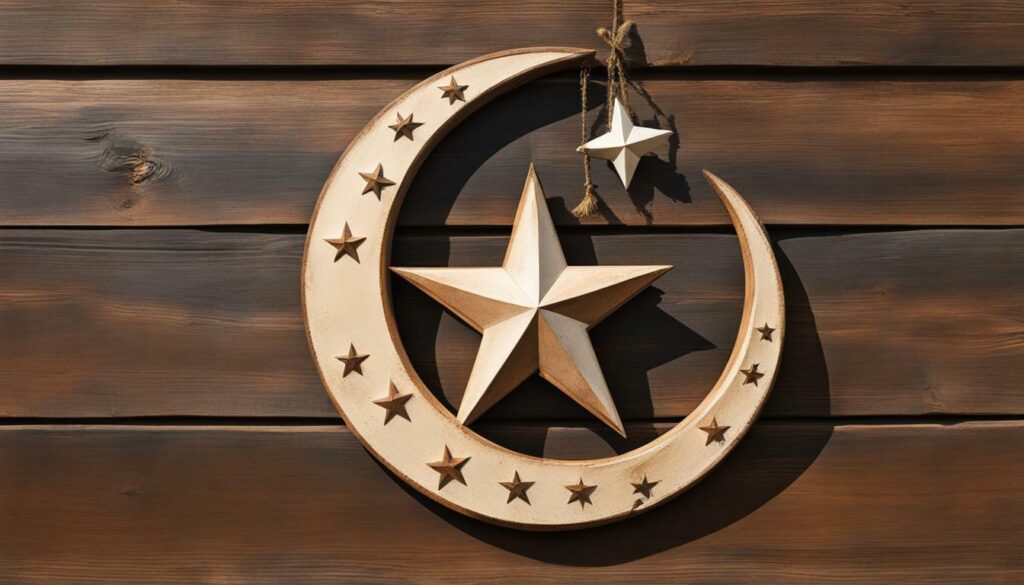 rustic star and moon wall plaque