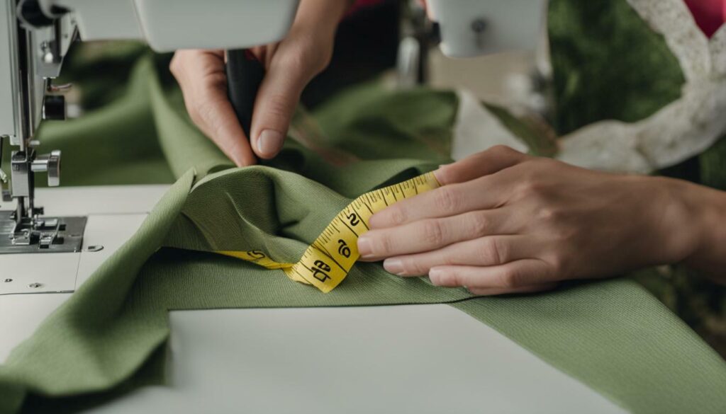 seamstress measuring a garment