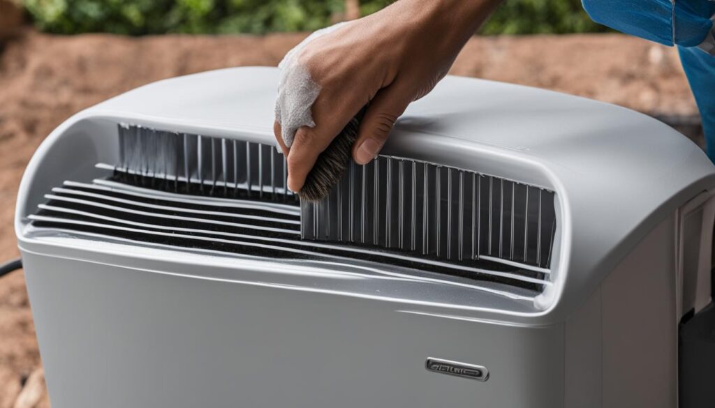 Cleaning coils of portable air conditioner