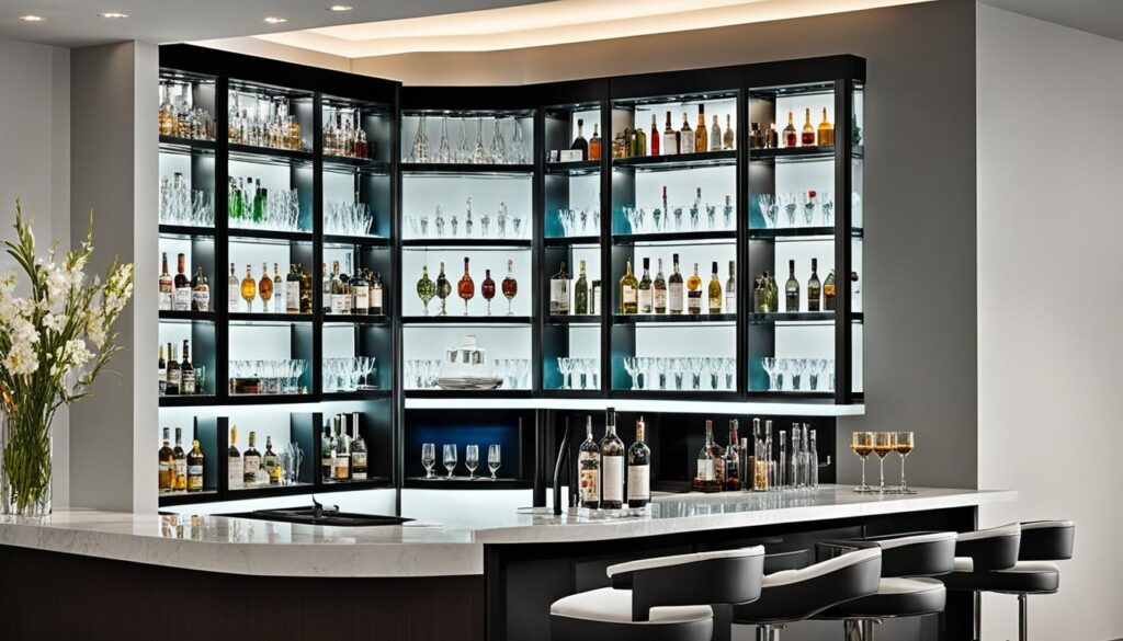 Sleek Built-In Bar with Glass Shelves