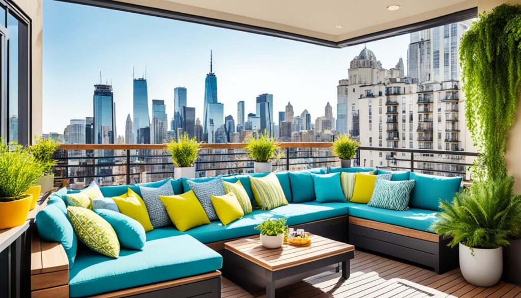 Colorful and Comfortable Apartment Balcony Furniture