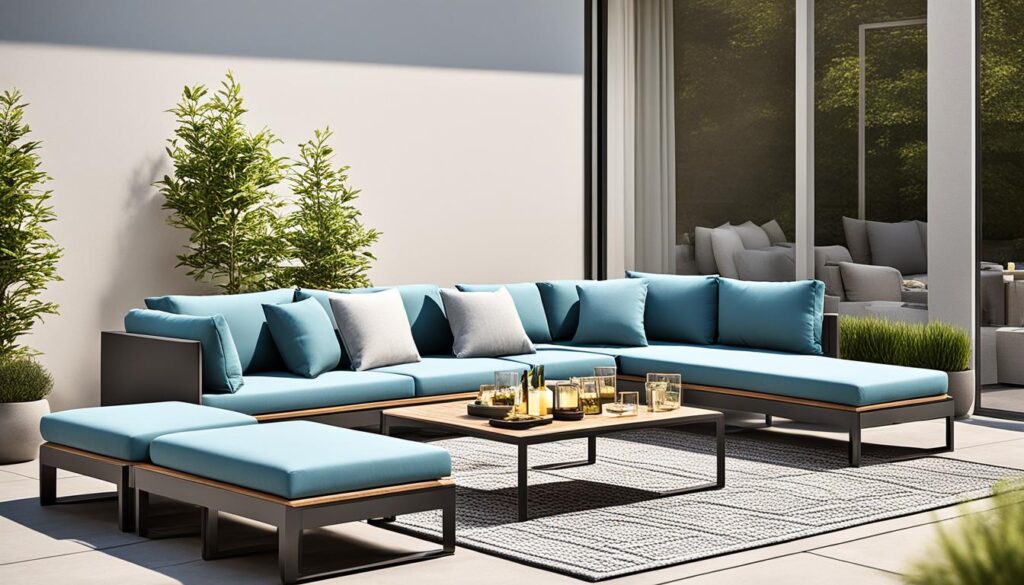 Contemporary Patio Seating with Portable Lamp