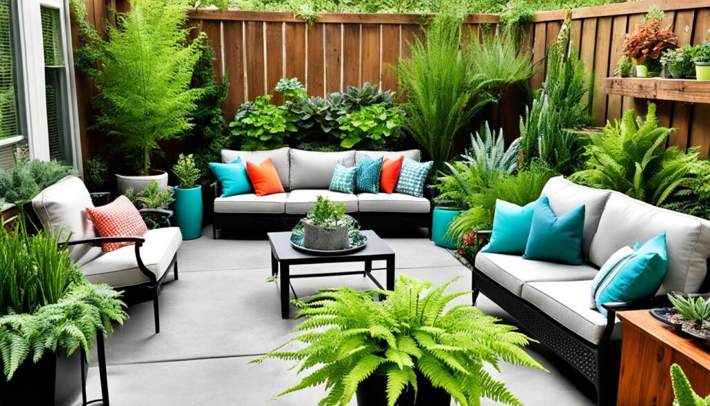 Dog-friendly patio with safe plants