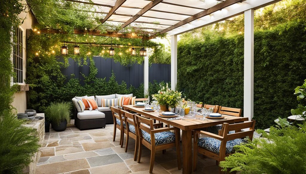 Outdoor dining with shade