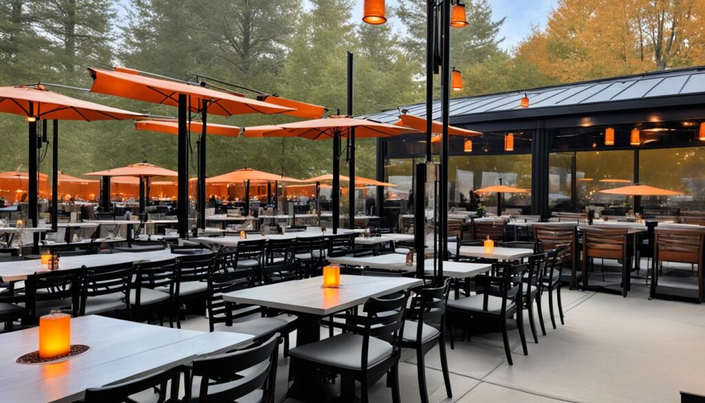 Outdoor restaurant heaters for wind protection