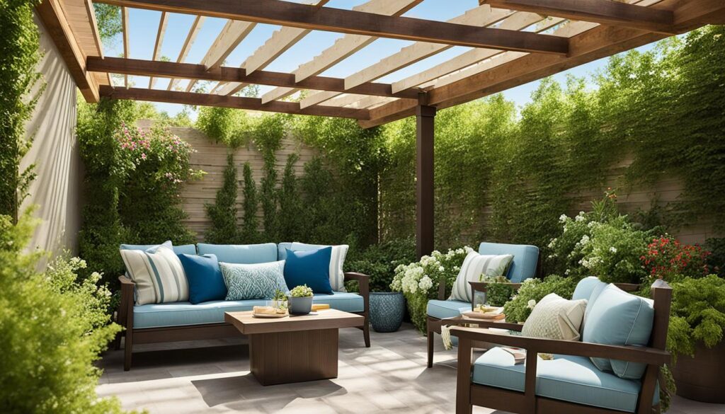 Pergola kits for patio seating with shade