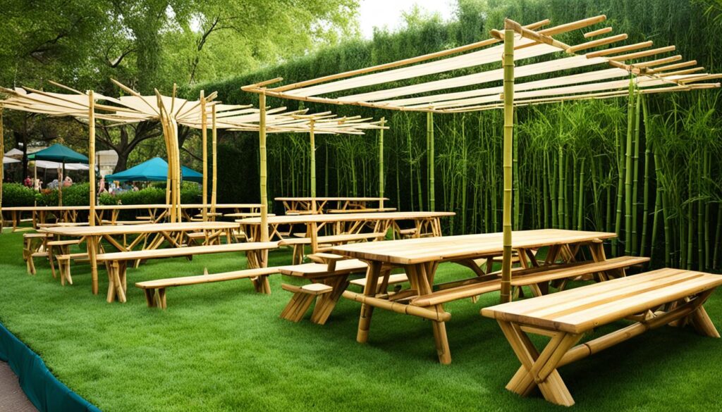 Sustainable outdoor seating setup for events