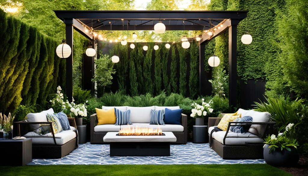 cozy outdoor extension with backyard lounge furniture